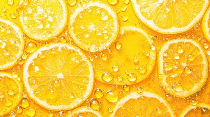 Sticker - Refresh your senses with fresh sliced lemons adorned with water drops, perfect for summer hydration.