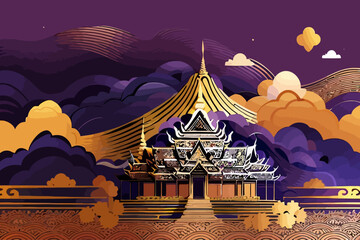 Wall Mural - illustration background on thai culture pattern