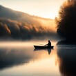 © Cary - man boat lake fishing digital lonely scenery peaceful ambient amber early morning favorite inspiring amazing