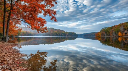 Autumn Reflection in a Serene Lake