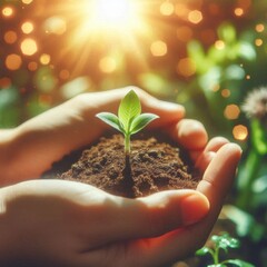 Celebrating New Life, Young Sprout Emerging in Springtime for Earth Day