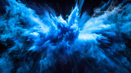 Wall Mural - a powerful blue explosion of a distant star. a cosmic cloud of blue dust. powdery paints explode in 
