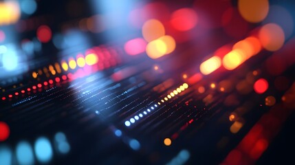 Technology screen with technology blurred abstract light background.