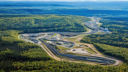 Aerial View of Industrial Facility in Lush Landscape