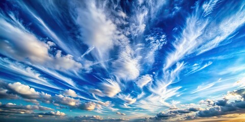 Wall Mural - Low angle shot of vibrant sky with wispy clouds