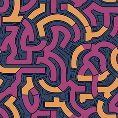 seamless pattern of labyrinthine paths leading to mystical portals