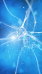Wall Mural - artistic shiny nerve cells in the brain vertical animation.