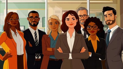 Business team working together in diverse office scenes vector, highlighting inclusivity and teamwork