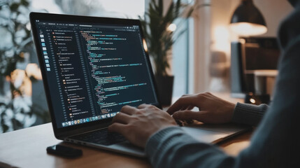 Wall Mural - building software for different devices, like laptops, tablets, and phones. this involves coding and
