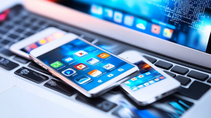 Software developers create apps for phones and tablets. They write code on their laptops, which then runs on the devices. The laptop, phone, and tablet all work together to make the app function.