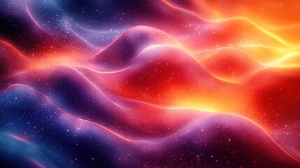 Abstract wavy background with glowing red, orange, blue, and purple light.