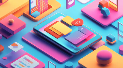 Wall Mural - creating mobile apps involves designing the layout, testing it on phones and tablets, and making sur