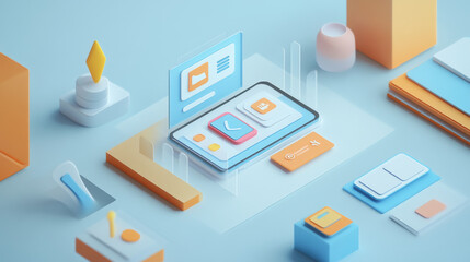 Wall Mural - creating mobile apps involves designing the layout, testing it on phones and tablets, and making sur