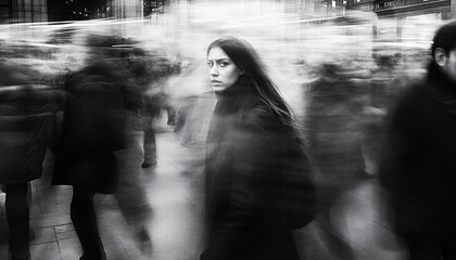  Use slow shutter speed to capture people walking or running, resulting in blurred bodies that contrast with sharp surroundings, symbolizing the passage of time