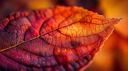 Canvas Print - A close up of a leaf with a brownish orange color