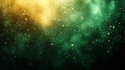 Wall Mural - abstract green and gold background with bokeh lights.