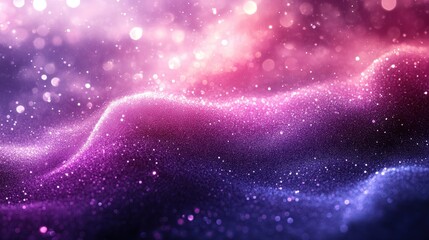 Wall Mural - abstract background with a pink and blue gradient, shimmering particles and bokeh.