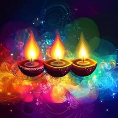 Abstract colorful background with festive Diwali decor