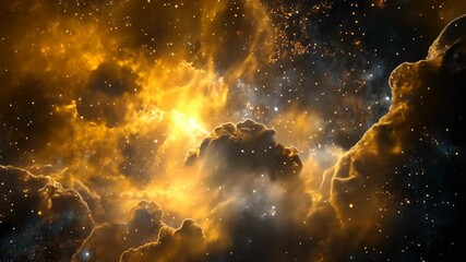 Wall Mural - A close-up view of a nebula with glowing clouds of gas and dust, scattered with countless stars