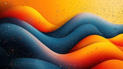 Wall Mural - abstract background with blue and orange flowing waves with a soft, shimmering effect.