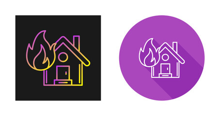 Wall Mural - House On Fire Vector Icon