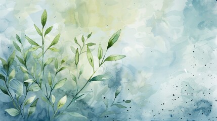 Canvas Print - Abstract watercolor background highlighting simple plant setup