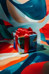 Poster - Artistic representation of a holiday gift with surreal and modern design.