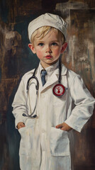 Pediatrician's Day. a pediatrician. a child in a doctor's uniform. The children are at the doctor's office