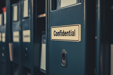 confidential file cabinet in office, data privacy concept, secure document storage, business informa