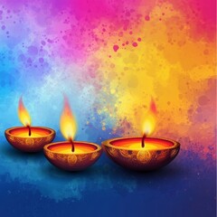 Poster - A colorful background with three lit candles in bowls. Scene is warm and inviting, with the candles creating a cozy atmosphere