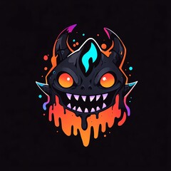 Poster - Grinning Demon with Dripping Flames