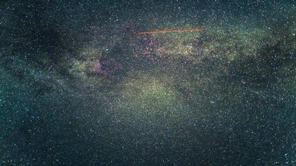 Wall Mural - meteor shower at summer night.