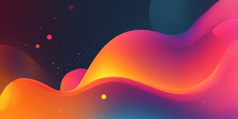 Poster - A colorful, abstract painting with a purple and orange wave. The painting is full of bright colors and has a dreamy, whimsical feel to it