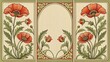 © suchetpong - vertical label design featuring art nouveau style poppy flower, perfect for vintage items