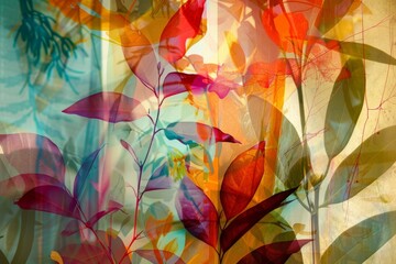 Canvas Print - Abstract color composition highlighting botanical arrangement