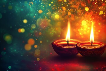 Canvas Print - Abstract Diwali background with vibrant splashes of color and light.