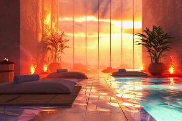 Sticker - Abstract spa environment highlighting calmness and relaxation.