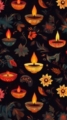 Poster - Traditional Diwali items in a repeating pattern