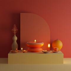 Sticker - Abstract color setting with Diwali props