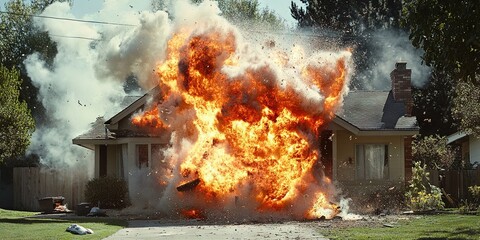 house exploding 