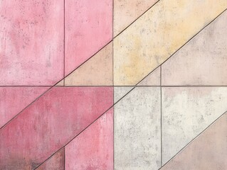 Close up view of a vibrant urban wall texture featuring shades of pink beige and brown Ideal for modern wallpaper patterns and creative advertising mockups in a minimalist geometric style