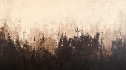 Abstract painting featuring a gradient of dark brown to beige hues with blended brush strokes and layered shadow effects creating a faded grunge background Series 4