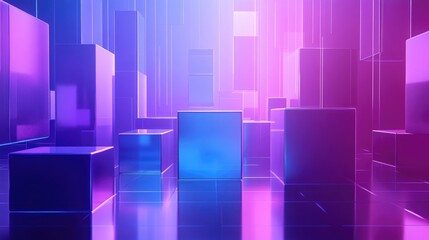 Canvas Print - 3D rendered abstract geometric background in purple and blue Cyberpunk theme Suitable for advertising technology showroom banner cosmetics fashion business and metaverse Sci Fi illustration