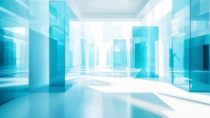 Wall Mural - abstract fantasy architecture with transparent glass and blue elements