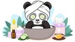 © AbsAI - Cute panda vector illustration enjoying facial care