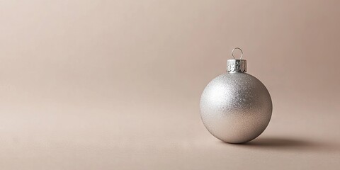 Wall Mural - A silver ornament sits on a white background