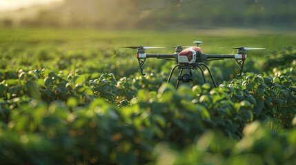 Aufkleber - Drones and sensors actively monitor crops on a high-tech farm, enhancing agricultural practices and promoting better yields. Generative AI
