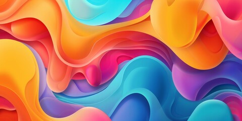 Wall Mural - A colorful, abstract painting with a rainbow of colors. The painting is full of energy and movement, with the colors blending and swirling together in a dynamic way