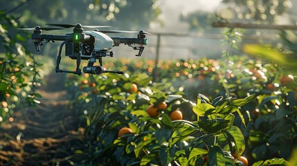 Aufkleber - Drones and sensors actively monitor crops, while AI technologies enhance agricultural practices for better yield and sustainability. Generative AI