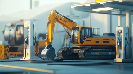 Excavator at Charging Station